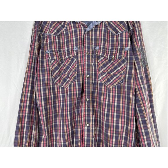Z Brand Western Pearl Snap Short Mens Size XL Plaid Embroidered - Picture 3 of 16